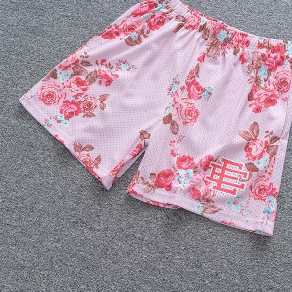 Eric Emanuel Logo Floral Print CASUAL Shorts in Pink - Picture 4 of 6